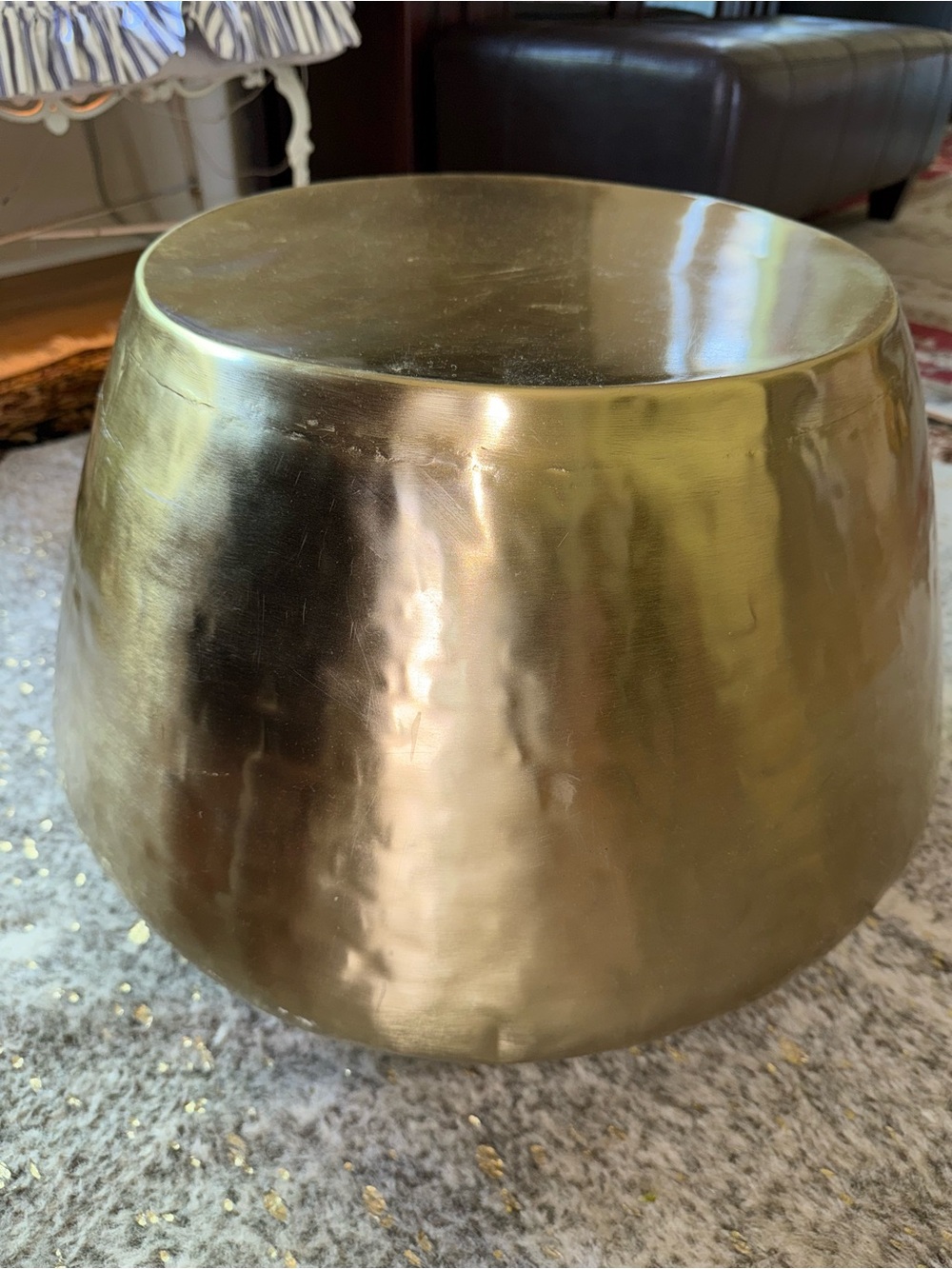 Metallic Round Accent Stool / Table - Gold Tone 14 ‘W from top x18 Tall - Picture 9 of 16